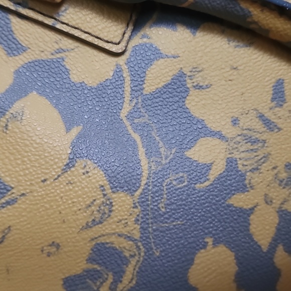 Tory Burch Robinson Dome Leather Handbag in Yellow and Gray Floral - Picture 8 of 15